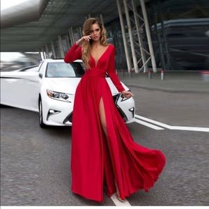 Red evening gown